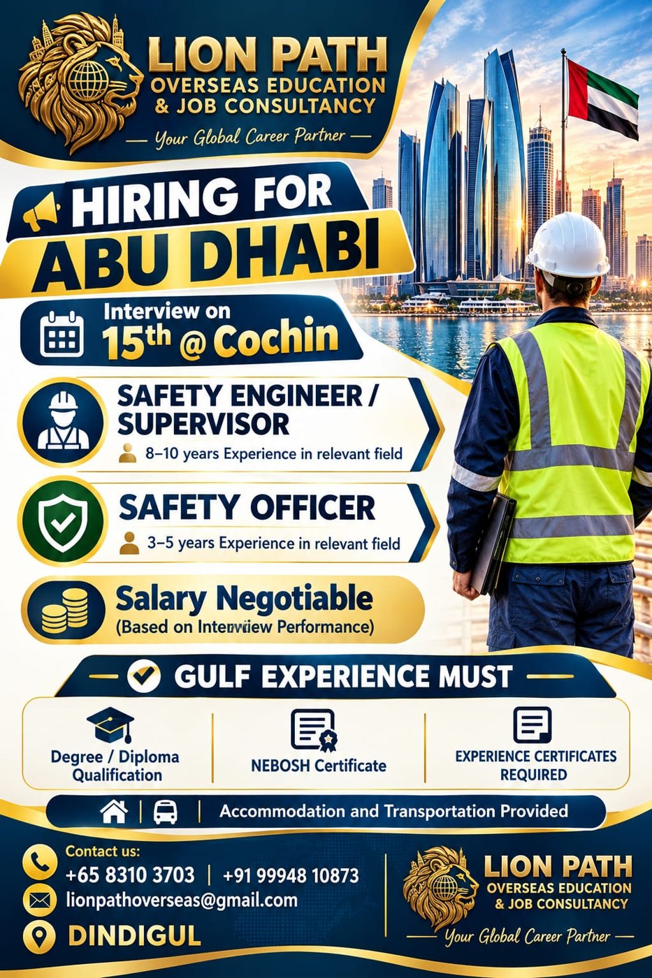 Abu Dhabi safety roles recruitment poster