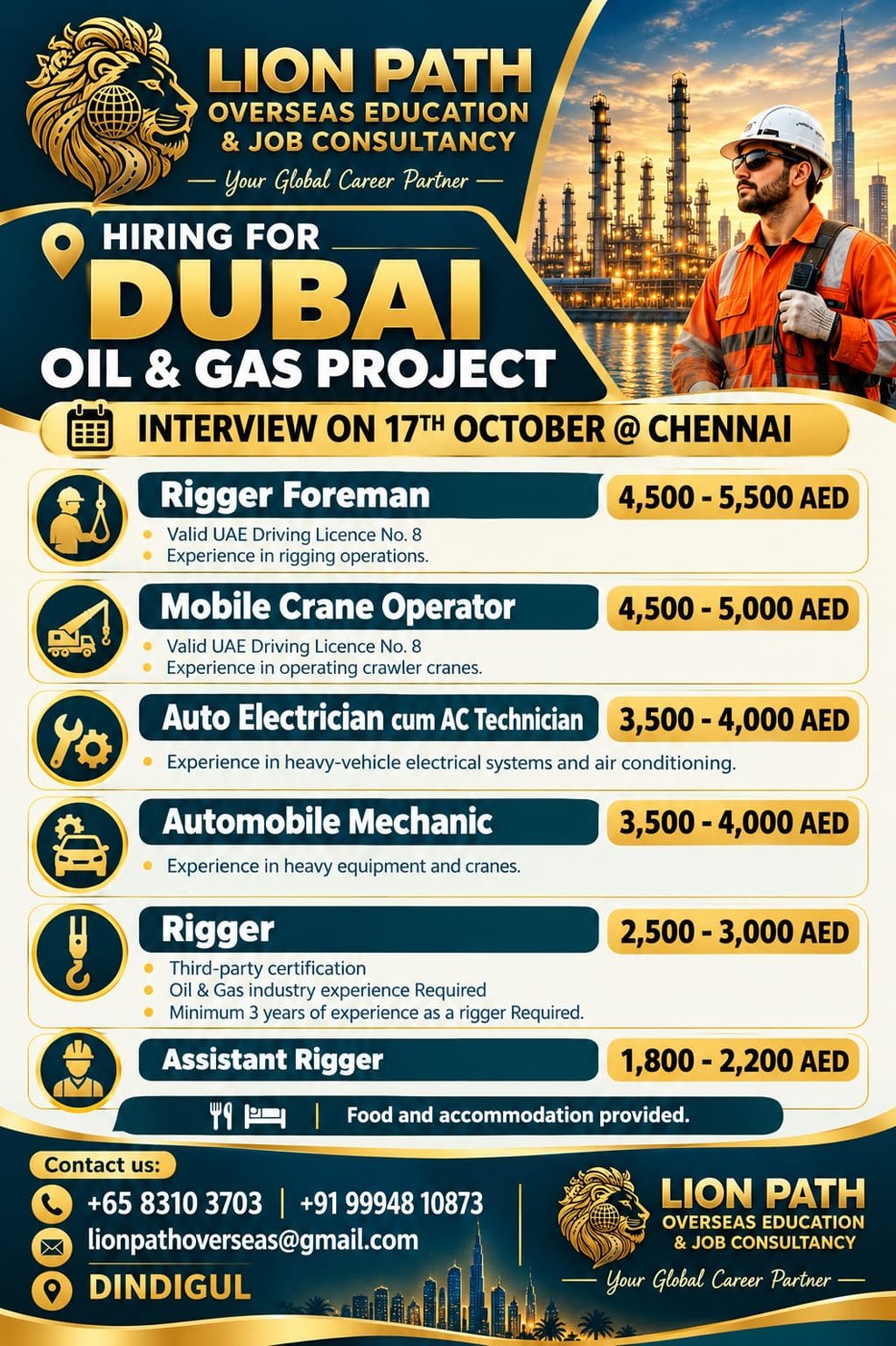 Dubai oil and gas project recruitment poster