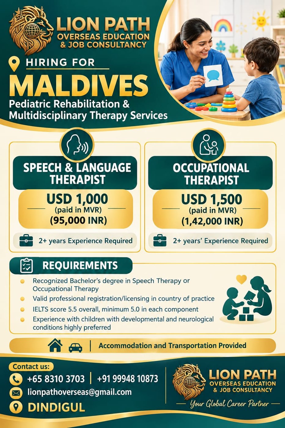Maldives therapy services recruitment poster